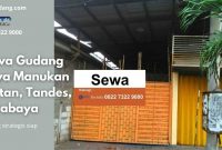 Sewa Gudang Raya Manukan Wetan, Tandes, Surabaya - JualGudang